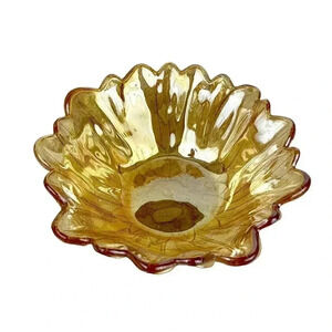 VTG Indiana Carnival Glass Amber Sunflower Bowl 7"